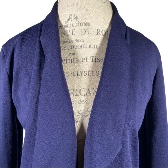 Michelle Lynn Dark Blue Draped Open Front Lightweight Long Sleeve Cardigan Small - Picture 2 of 8